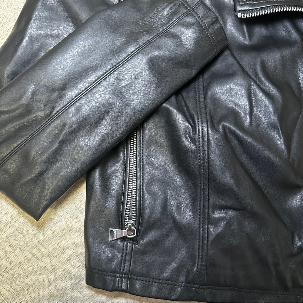 Express Black Faux Leather Jacket with Metallic Accents - Picture 5 of 6